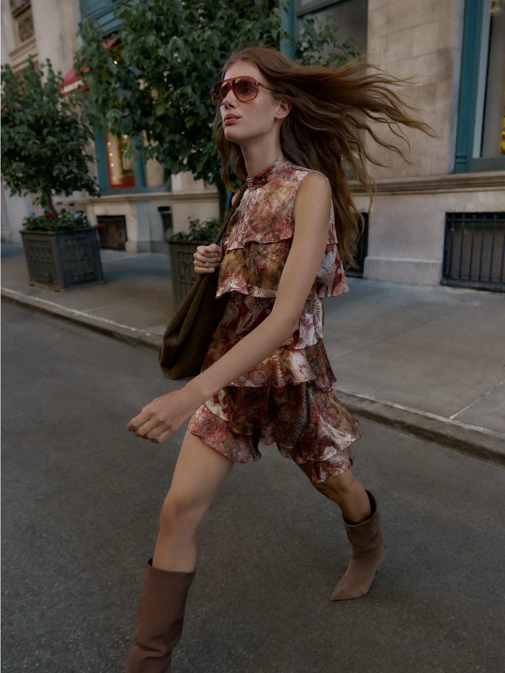 Zara Ruffled Printed Mini Dress - Picture 6 of 12